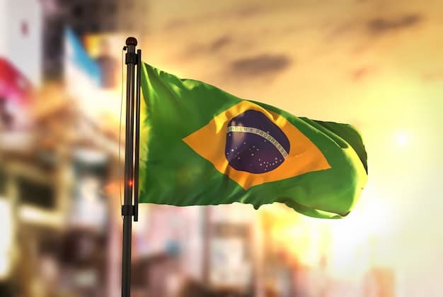 Bandeira do Brasil hasteada ao vento em comemoração ao feriado do dia 15 de Novembro, onde se comemora a Proclamação da República
